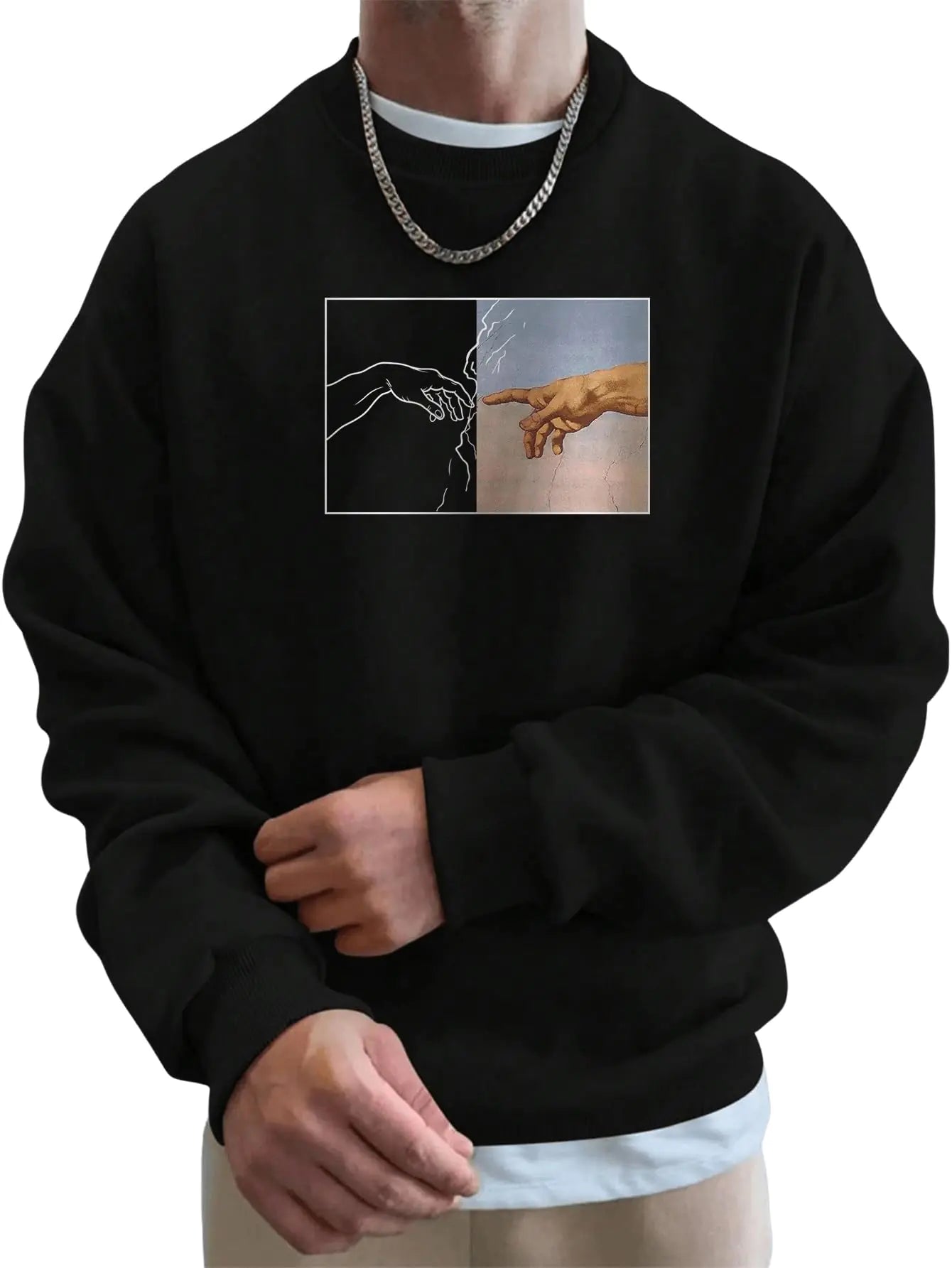 VINTAGEVIBE Men's Graphic Crewneck Sweatshirt